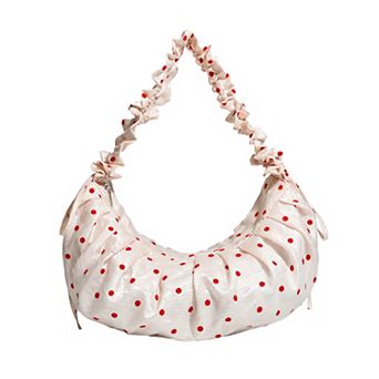 Polka Dot Ruched Shoulder Bag with Soft Slouchy Shape