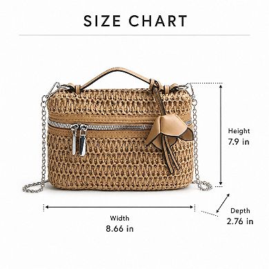 Women's Straw Woven Crossbody Bag with Chain Strap