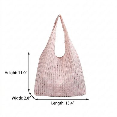 Plaid Hobo Tote Bag with Soft Slouchy Shape and Shoulder Handle