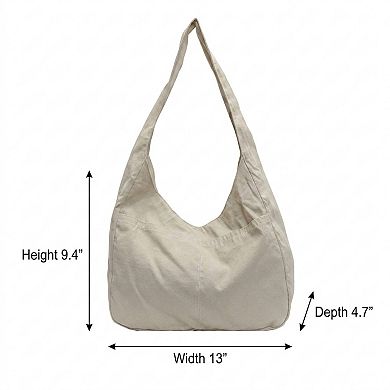 Solid Hobo Tote Bag with Soft Slouchy Shape and Shoulder Handle