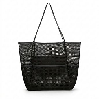 Mesh Beach Tote Bag with See Through Design and Shoulder Handles