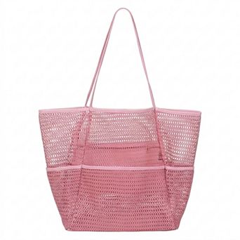 Mesh Beach Tote Bag with See Through Design and Shoulder Handles