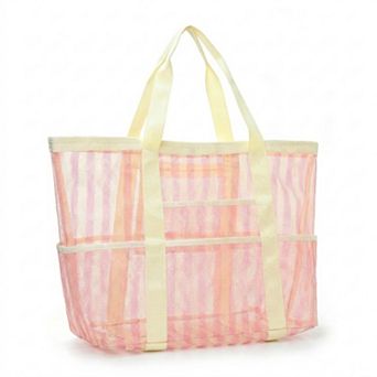 Large Mesh Beach Tote Bag with Shoulder Handles and Pockets