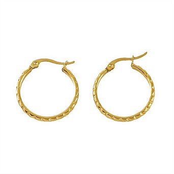 18K Gold Plated Vintage Titanium Steel Hoop Earrings - Stainless Steel Snap-On Ear Cuff Earrings