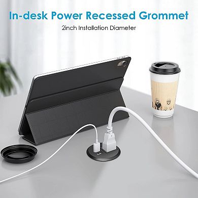 VersaDesk Power Grommet In-Desk Outlet 1 AC 2 USB Charging Hub ETL Certified