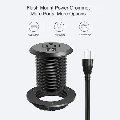 VersaDesk Power Grommet In-Desk Outlet 1 AC 2 USB Charging Hub ETL Certified
