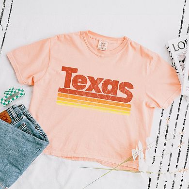 Texas Retro Stripes - Women's Boxy Crop Top Graphic T-Shirt