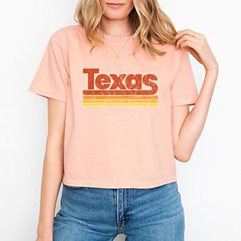 Texas Retro Stripes - Women's Boxy Crop Top Graphic T-Shirt