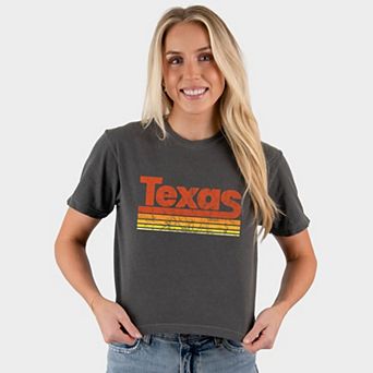 Texas Retro Stripes - Women's Boxy Crop Top Graphic T-Shirt
