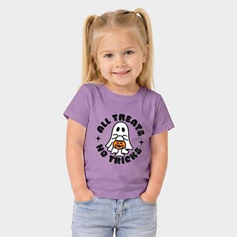 All Treats No Tricks Ghost Glitter - Toddler Short Sleeve Graphic T-Shirt
