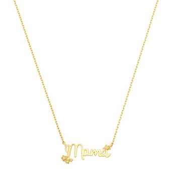 Love This Life® 14k Gold Flash Plated Cubic Zirconia Mama Flower Pendant Necklace
