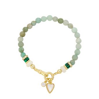 Love This Life® 14k Gold Flash Plated Amazonite Bracelet