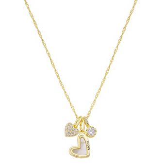 Love This Life® 14k Gold Flash Plated Mother-of-Pearl & Cubic Zirconia "Mom" Charm Pendant Necklace