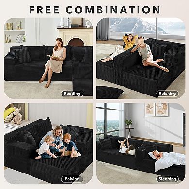 106 Inch L Shaped Modular Sectional Sofa Deep Memory Foam Seat No Assembly Right Chaise