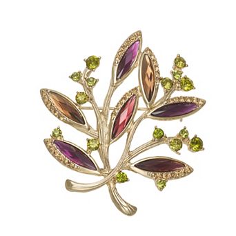 Napier Gold-Tone Multicolor Leaf Branch Pin