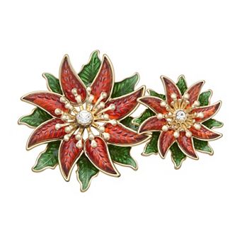 Napier Gold-Tone Elevated Poinsettias Pin