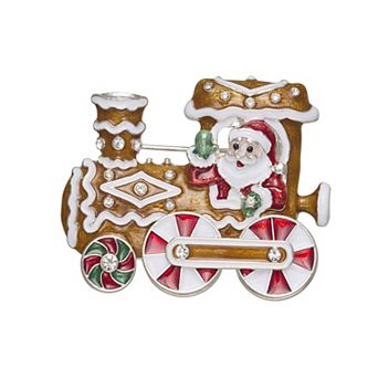 Napier Silver Tone Santa Train Pin