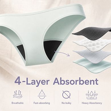 Womens 5-Pack Seamless Leakproof Regular Absorbency Period Underwear