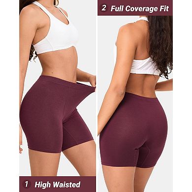 Womens 4-Pack High Waisted Boyshort Underwear Soft Stretch Breathable