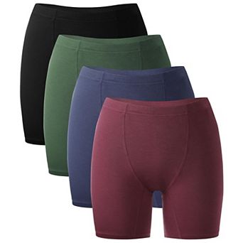 Womens 4-Pack High Waisted Boyshort Underwear Soft Stretch Breathable