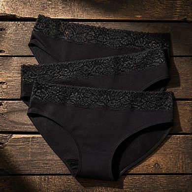 Womens Lace Briefs 5-Pack No Show Comfort Stretch Cotton Crotch Underpants