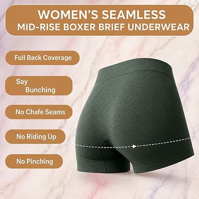 Womens 5-Pack Seamless Mid Rise Stretch Breathable Underwear Briefs