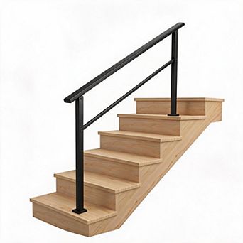 5 Step Adjustable Black Aluminum Iron Stair Handrail for Indoor Outdoor Porch Steps