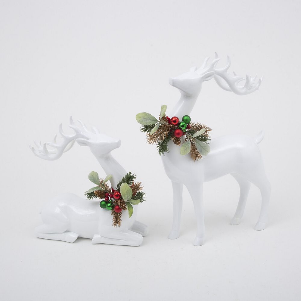 Gerson 2-Piece Resin Holiday Deer Table Decor Set