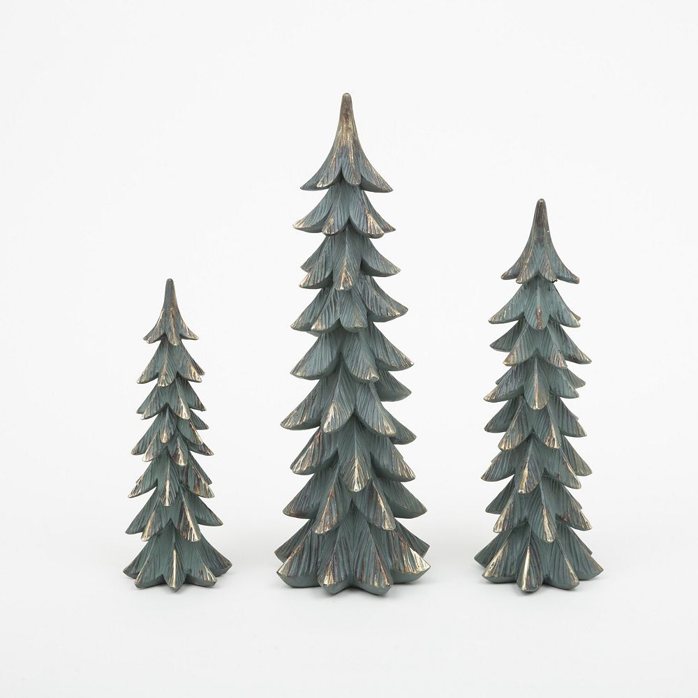 Gerson 3-Piece Resin Holiday Tree Set Table Decor