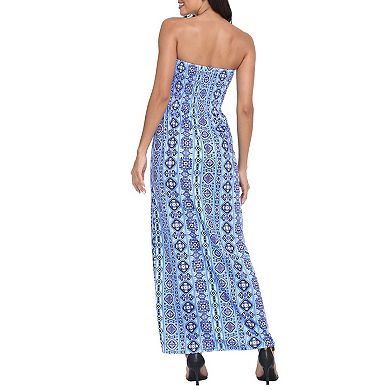 Women's Strapless Maxi Dress Smocked Tube Top Boho Beach Cover Up