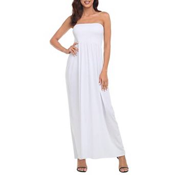 Women's Strapless Maxi Dress Smocked Tube Top Boho Beach Cover Up