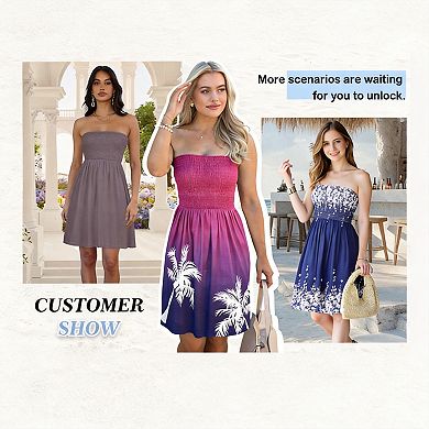 Women Strapless Tube Top Beach Sundress
