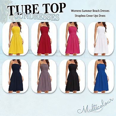 Women Strapless Tube Top Beach Sundress