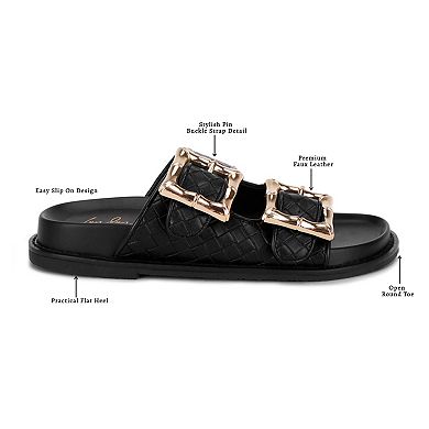 London Rag Zooper Chunky Buckle Women's Slip-On Flats