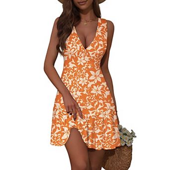 Women's Sleeveless Wrap V Neck Mini Dress