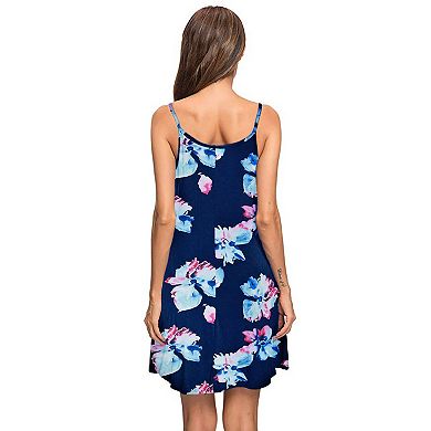 Women's Spaghetti Strap Beach Cover Up Dress Pockets