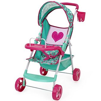 509 Crew Mint Heart Doll Stroller with Cup Holder & Storage Basket