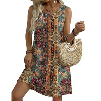 Women Sleeveless Casual Sundress Pockets Beach Dress