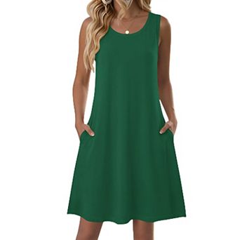 Women Sleeveless Casual Sundress Pockets Beach Dress