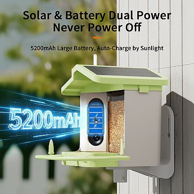 Smart Bird Feeder with 4K Camera and Solar Panel, Squirrel Deterrent, Wireless Birdhouse Camera