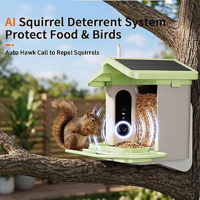 Smart Bird Feeder with 4K Camera and Solar Panel, Squirrel Deterrent, Wireless Birdhouse Camera