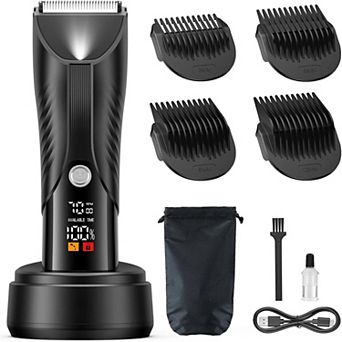 Men's Electric Body Hair Trimmer-Waterproof Wet/Dry Groomer with Charging Dock