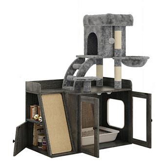 Loheer Cat Tree Litter Box Enclosure 36.6 in Hidden Condo For Living Room