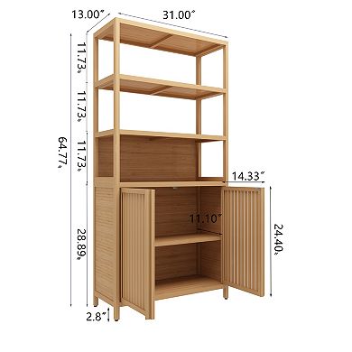 Loheer 64-Inch Tall Double-Door Storage Cabinet Freestanding Rack For Home Organization