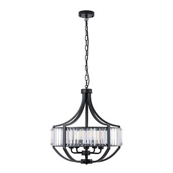 Loheer 20 Inch Modern Farmhouse Crystal Chandelier 5-Light Antique Pendant Light for Dining Room
