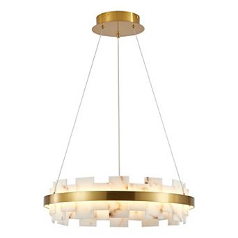 Loheer Modern Chandelier 20 Inch Round Adjustable Flushmount Ceiling Light Fixture for Living Room