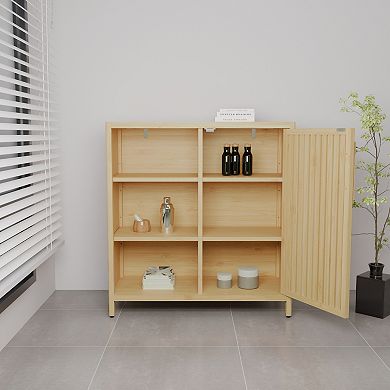 Loheer Single Door Storage Cabinet 32.91 Inch Freestanding Organizer For Bathroom Living Room