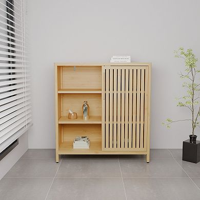 Loheer Single Door Storage Cabinet 32.91 Inch Freestanding Organizer For Bathroom Living Room