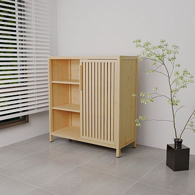 Loheer Single Door Storage Cabinet 32.91 Inch Freestanding Organizer For Bathroom Living Room