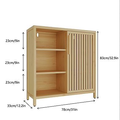Loheer Single Door Storage Cabinet 32.91 Inch Freestanding Organizer For Bathroom Living Room